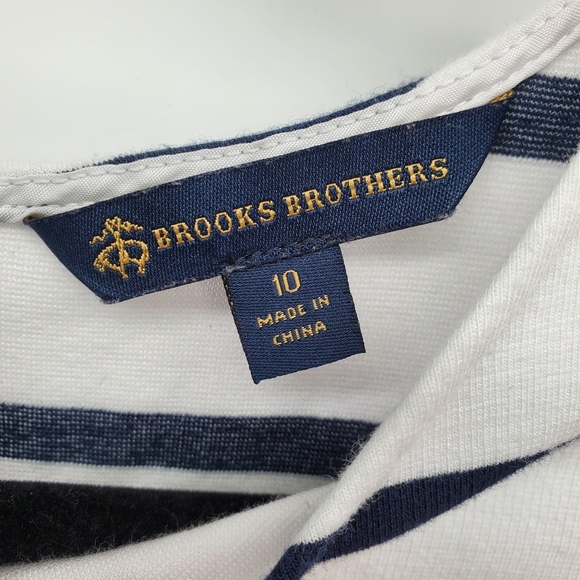 Brooks Brothers stripe knit tank shift corton zip dress women's size 10 - Picture 2 of 7